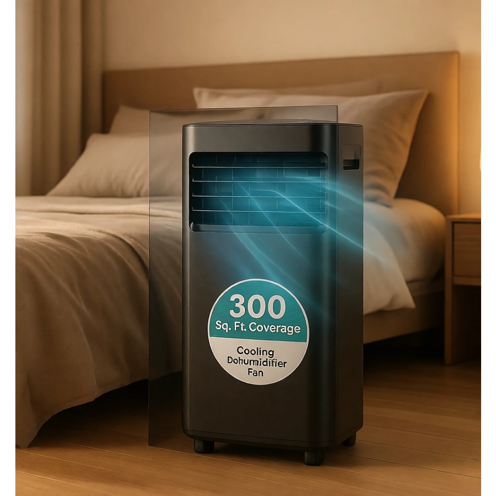 コンパクトな 8000 BTU ポータブルエアコン、除湿機、ファン、窓取り付けキット付き、寝室やオフィスに最適