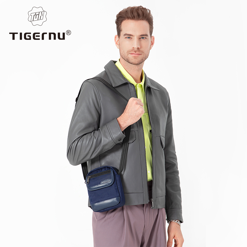 Tigernu メンズショルダーバッグ軽量ミニクロスボディバッグカジュアルトラベルスリングバッグカレッジメッセンジャーバッグ男性のためのレトロシリーズ