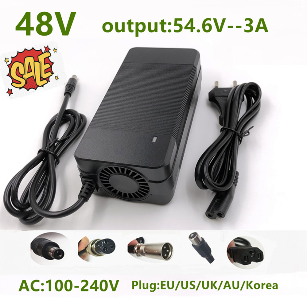 54.6V 3A リチウム電池充電器 48V 13S Kugoo G1 充電器高品質リチウムイオンバッテリーパック充電器とコネクタ