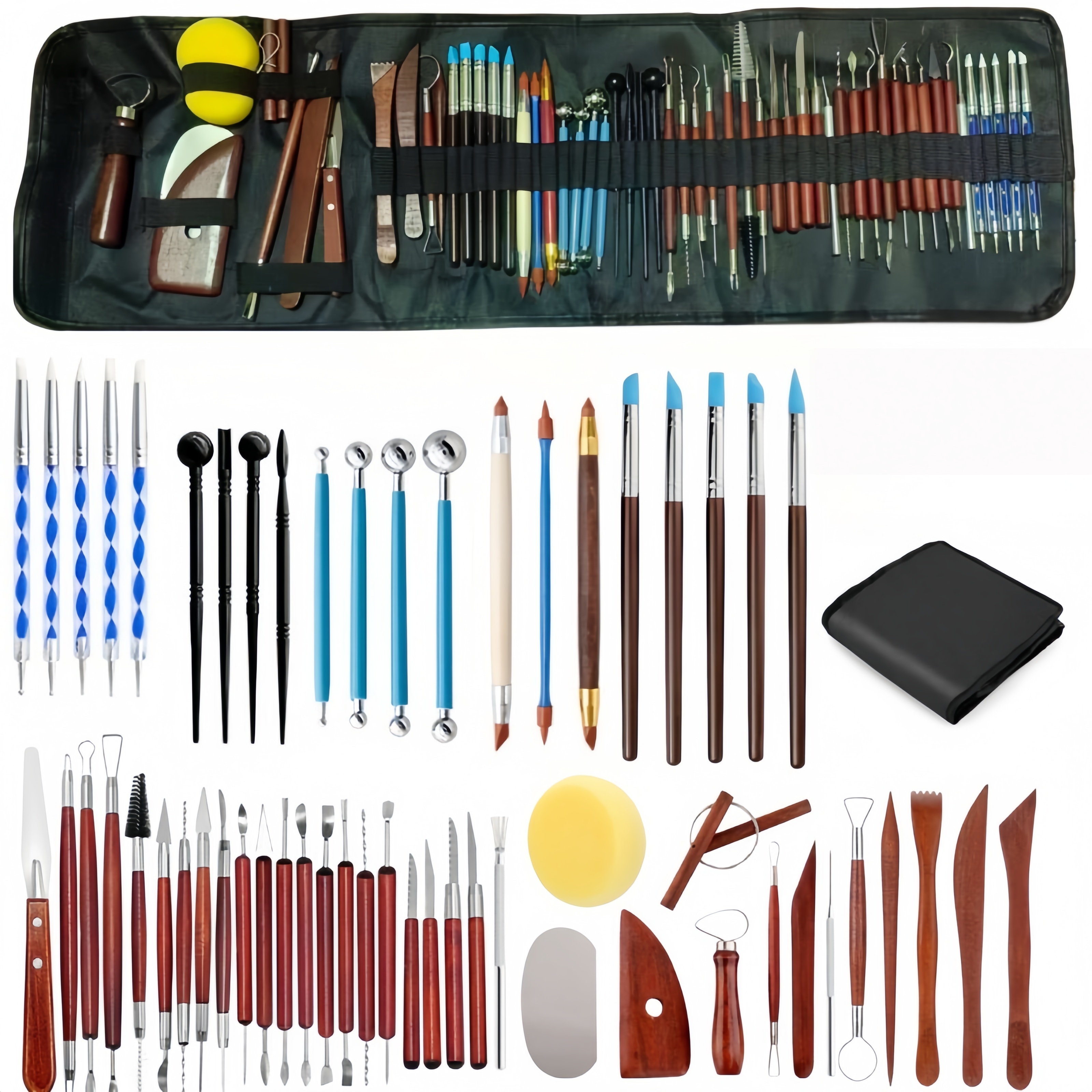 陶器粘土彫刻ツール陶器彫刻ツールキットキャリングケースバッグ付きセラミック用品ポリマー彫刻セット