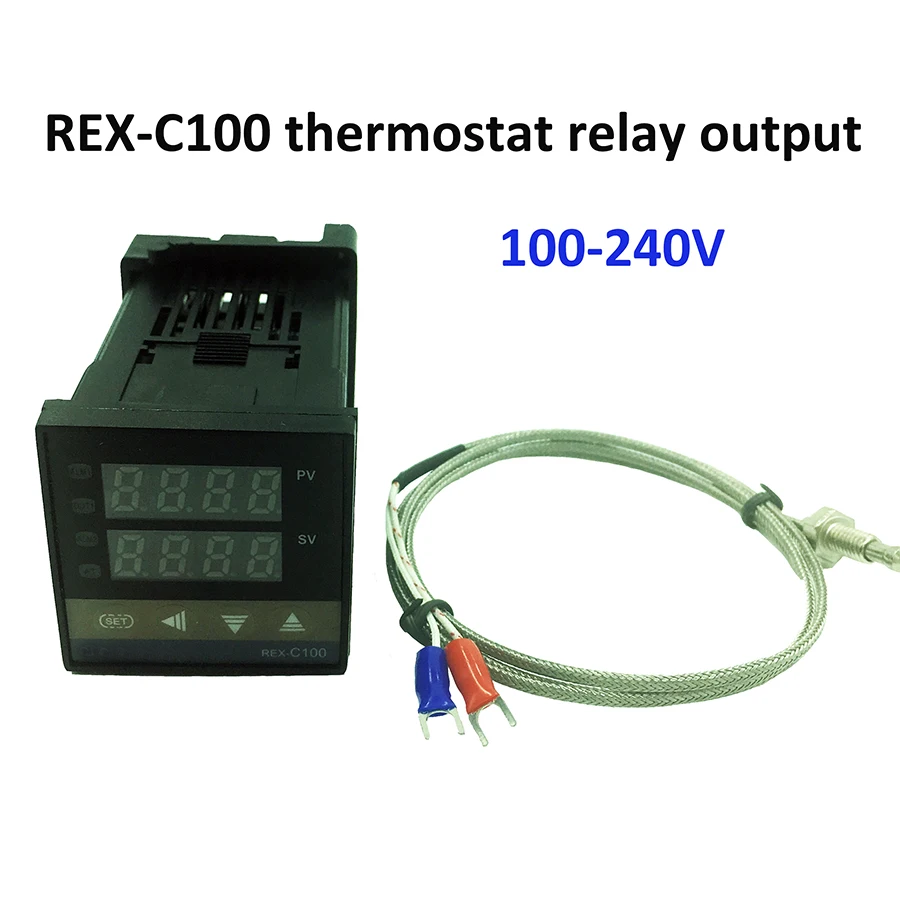 REX-C100 デジタル温度調節器 サーモスタットリレー出力 Kタイプ熱電対センサー 48×48