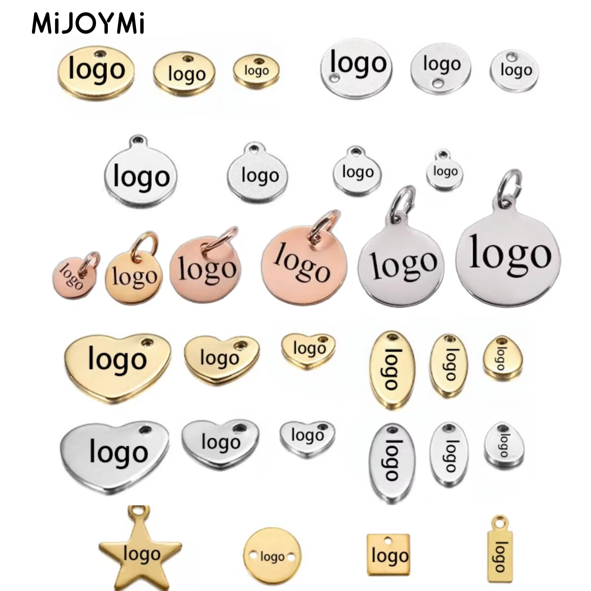100pcs Customized Laser Engrave  LOGO Stainless Steel Personalized Tags Metal tag Engraved steel charms jewelry labels engraved