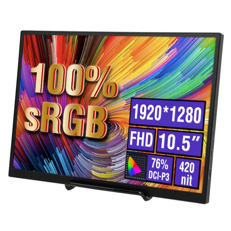 Anmite 10.5 インチポータブルモニター 1280P HDR 15:10 低ブルーライト XBox PS4 / 5 スイッチ携帯電話 PC ロットップ拡張用