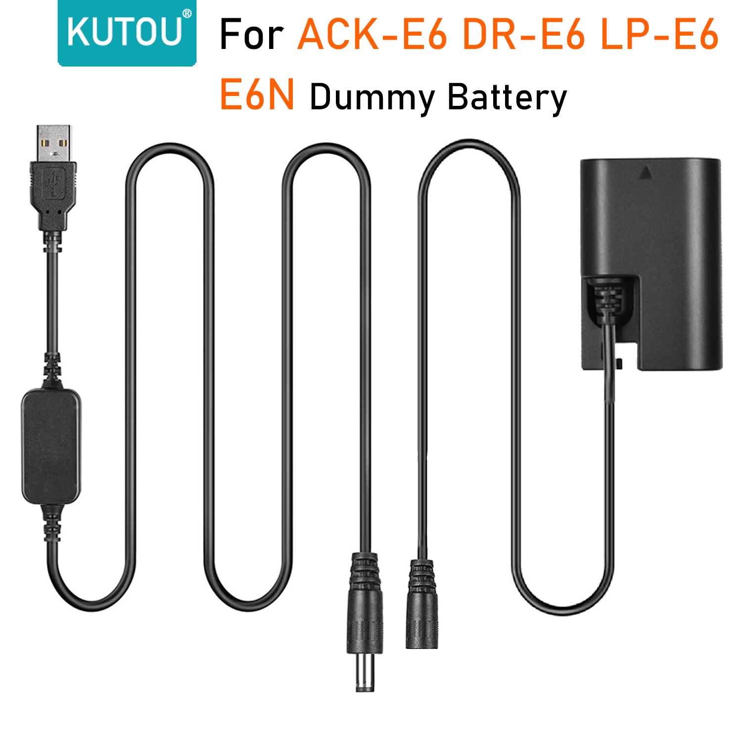 KUTOU ACK-E6 DR-E6 LP E6 E6N ダミーバッテリー USB 電源アダプタキット Canon EOS 5D Mark III II 6D 7D 60D 70D 80D 90D R R5 R6 5DS用