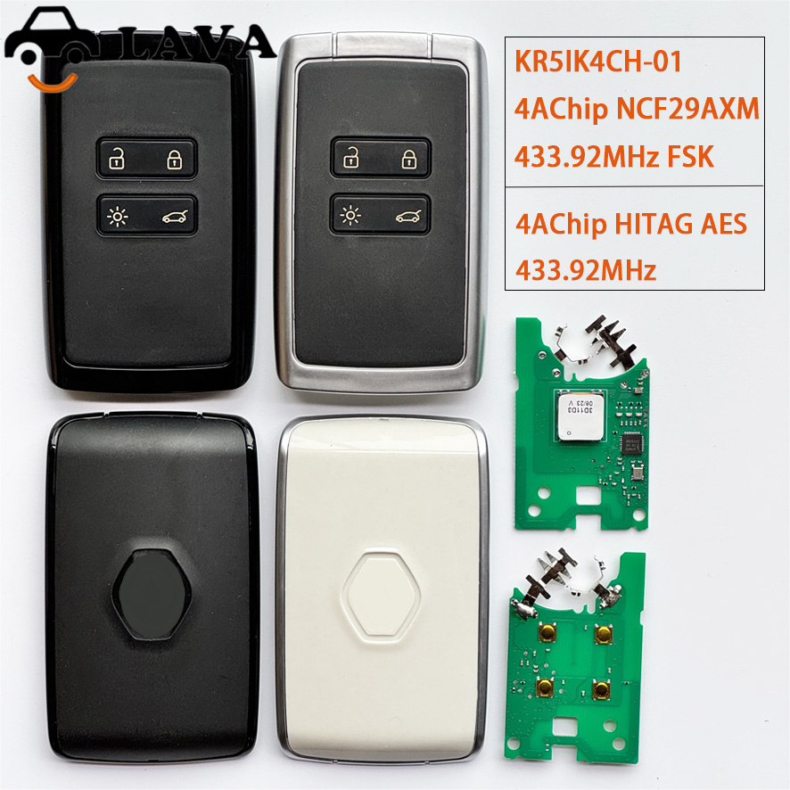 LAVA KR5IK4CH-01 4A チップ 433MHz 車のリモートキールノーメガーヌ IV Kadjar Clio5 Zoe2 Koleos キャプチャ風光明媚なタリスマンエスパス 5