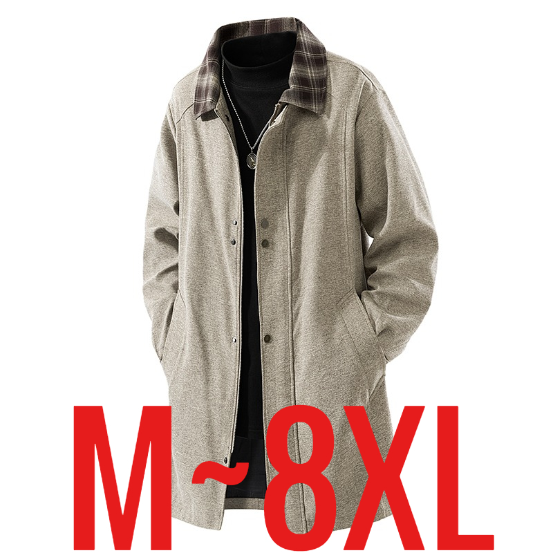 ビッグサイズ 8XL 男性ロングトレンチコート英国スタイルヴィンテージウインドブレーカー男性イングランドビジネスクラシック冬カーキジャケットプラス大