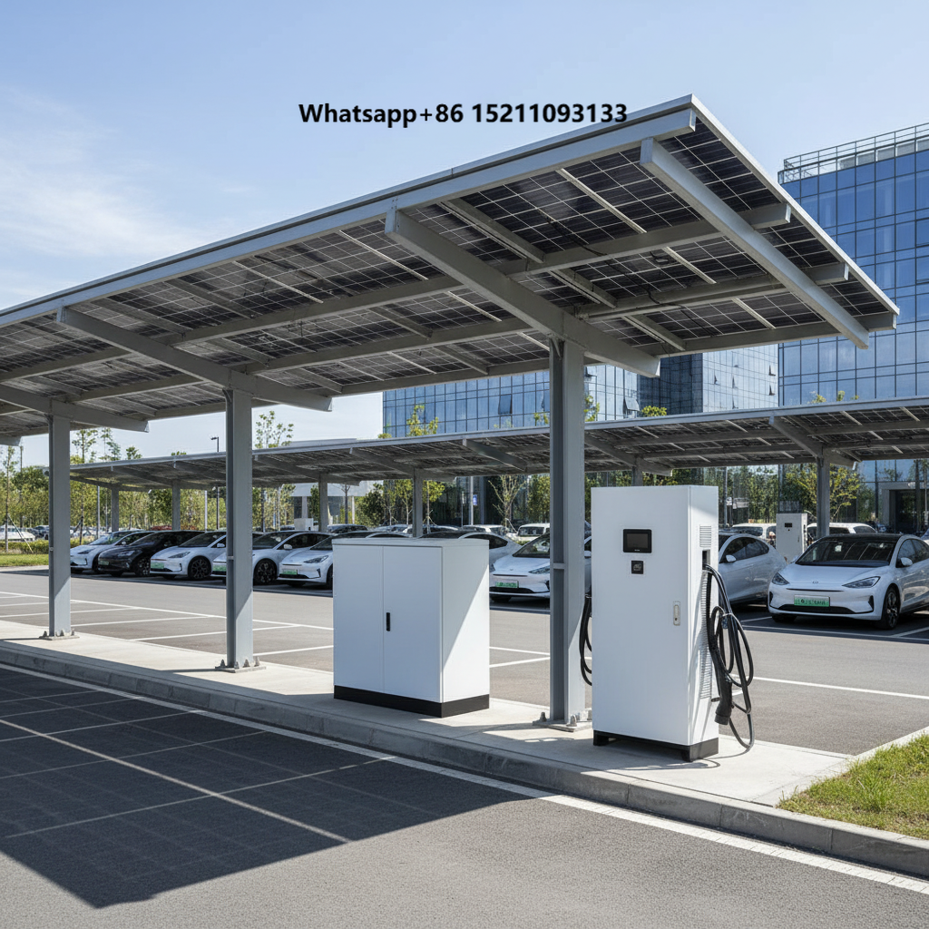オールインワン太陽光発電バッテリー EV 充電器 再生可能エネルギー貯蔵ソリューションを備えた新品状態の電気自動車充電ステーション