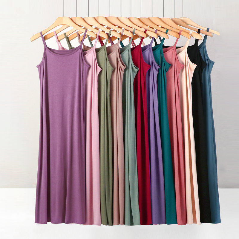 XL から 8XL 丈を伸ばすモーダルドレス大きいサイズスパゲッティストラップボトリングドレスホルターサンドレスキャミソールスリップインナーペチコート