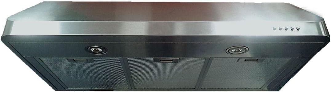 VEHOOD3610 36 インチ薄型アンダーキャビネットレンジフード、600 CFM、メッシュフィルター、ステンレススチール製 LED 照明付き