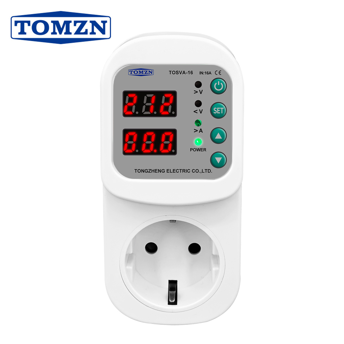 TOMZN 自動電圧電流プロテクターソケット AC 110V 220V 調整可能な 16A 電源サージプロテクター EU プラグソケット TOSVA-16