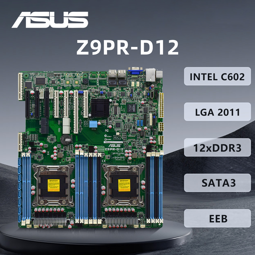 ASUS Z9PR-D12 マザーボード LGA2011 E5-2600CPU IntelC602 12×DDR3 384GB M.2 5×PCI-E X16 6×USB3.0 デュアルギガビット LAN EEB VGA メインボード