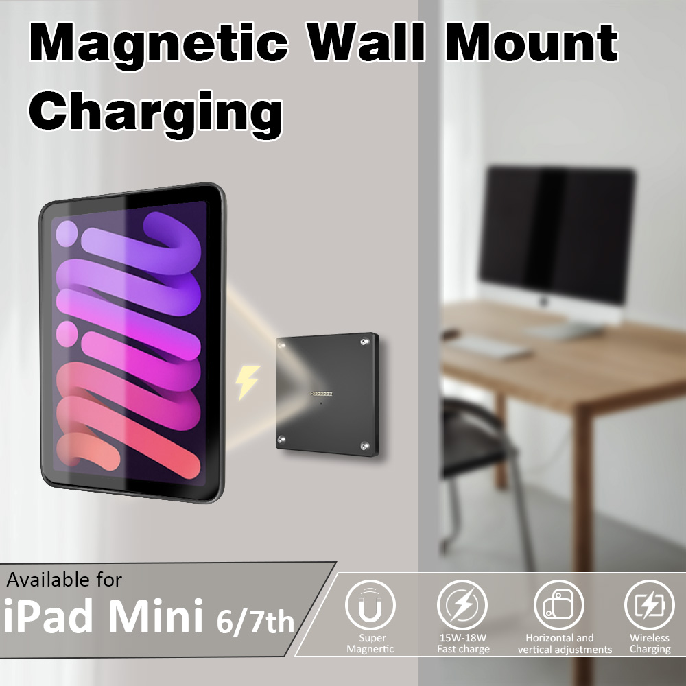 IPAD MINI6 mini7 mini2024 ウォールマウント iPad スタンド 18 ワット高速充電磁気ワイヤレスアルミ回転可能なデザインスタンド