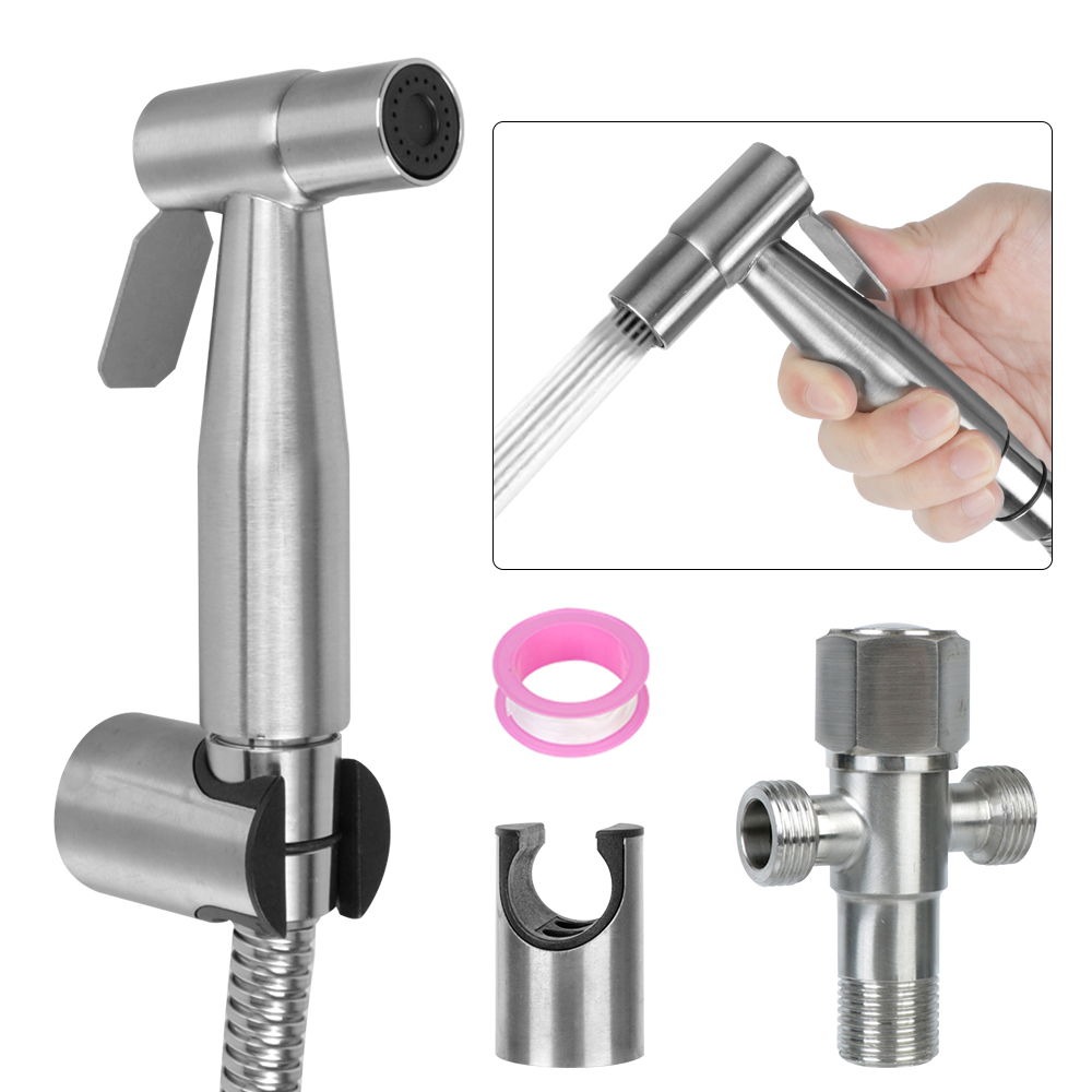 ハンドヘルドシャワーヘッド手動蛇口トイレノズルステンレス鋼セットトイレ用スプレーガン自己洗浄浴室用