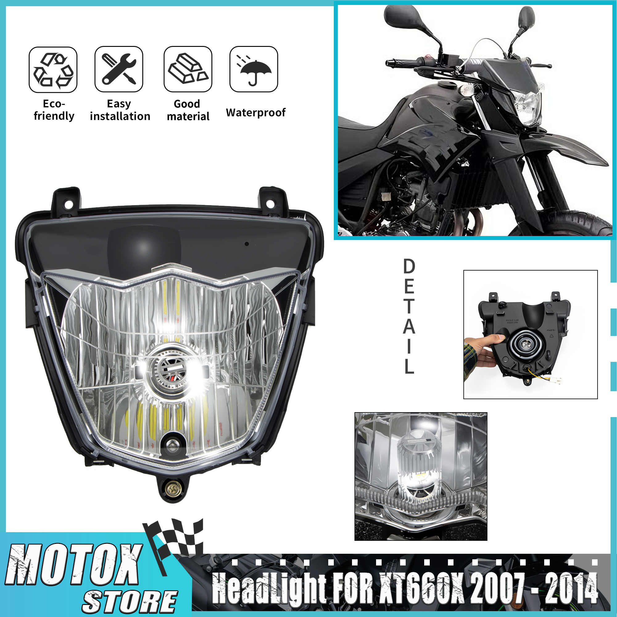 オートバイのヘッドライトヤマハ XT660X 2007 - 2014 LED ヘッドランプ XT 660X 2008 2009 2010 2011 2012 2013 フロントライト