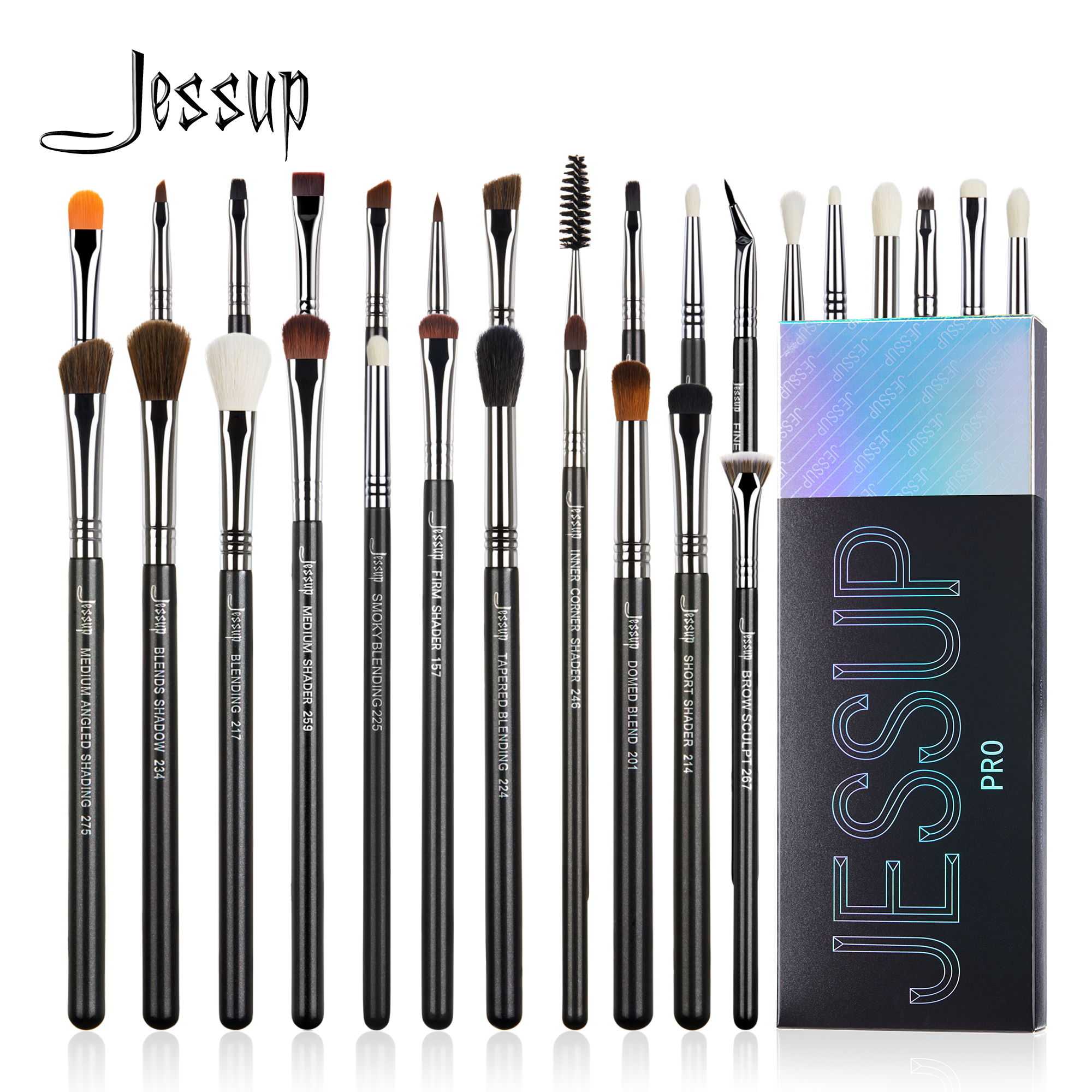 Jessup アイメイクブラシセット、プロのメイクブラシ、合成アイブレンディングブラシアイシャドウブラシ眉毛折り目シェーダー T341