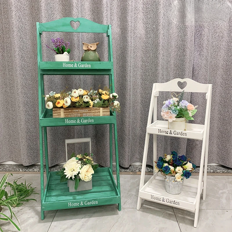 ガーデンフラワーシェルフバルコニー装飾植物棚リビングルーム床から天井までの無垢材グリーンディルウィンドウフラワーラック