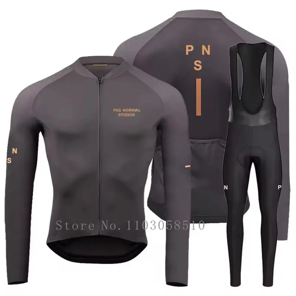 プロチーム通気性長袖サイクリングジャージセットよだれかけパンツ Ropa マイヨ Ciclismo 自転車服 MTB バイクユニフォーム男性服