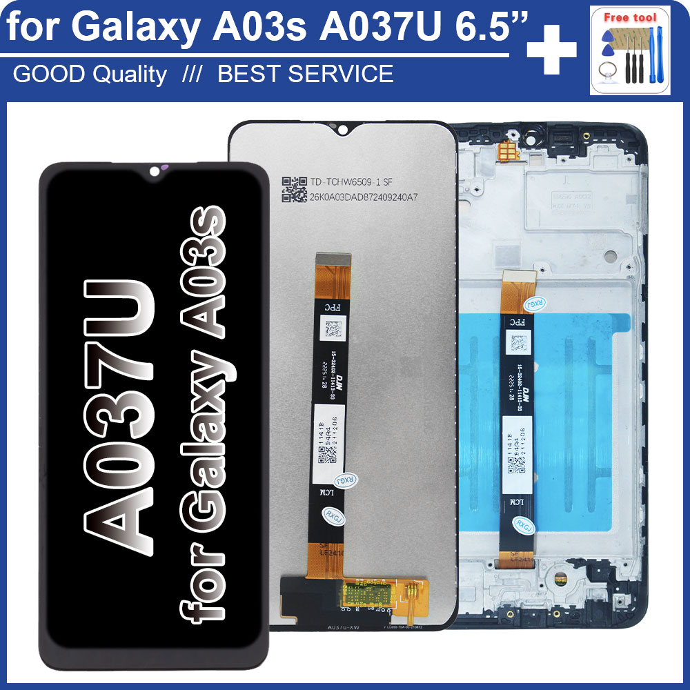 100% テスト済み新しい LCD Samsung Galaxy A03S A037U LCD ディスプレイタッチスクリーンアセンブリの交換 Samsung A03S LCD フレーム付き
