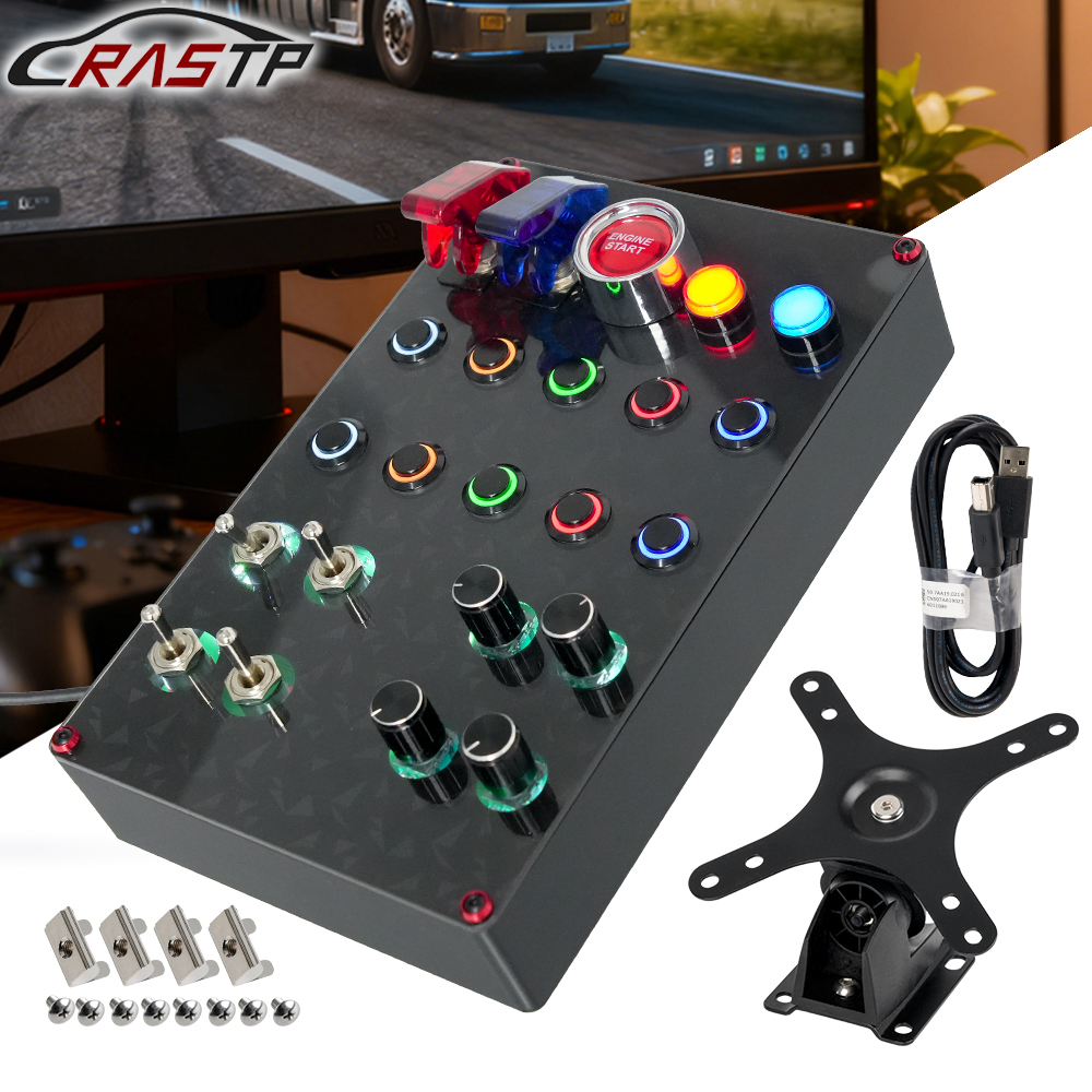 RASTP-シミュレートレーシングカー中央コントロールボックス PC USB SIM Racin 多機能コントロールボタンボックス Thrustmaster ロジクール用