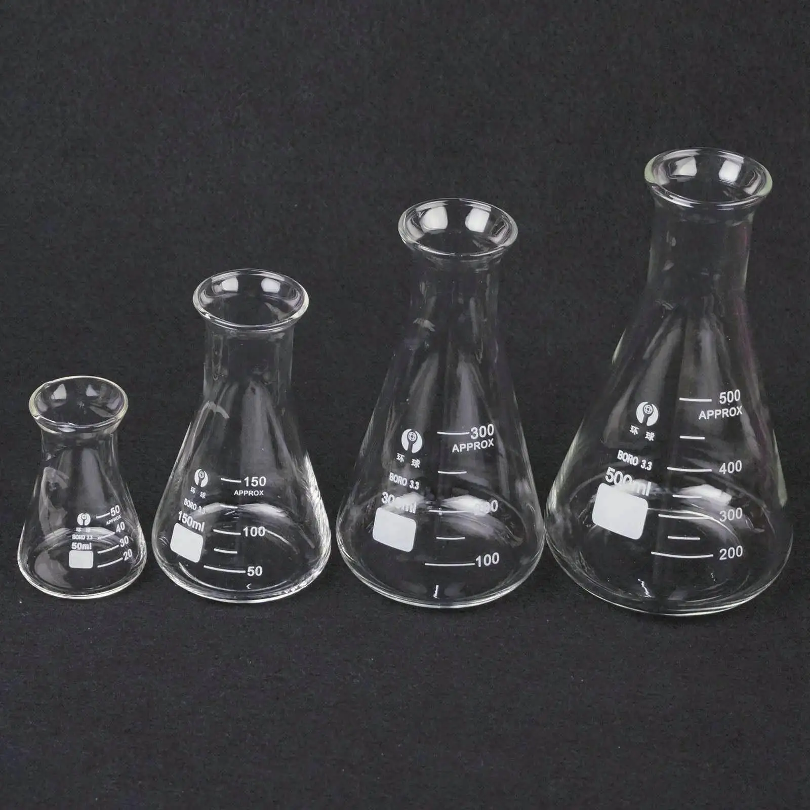 50/100/150/250/300/500/1000ml ベルマウス型ホウケイ酸ガラス製円錐形エルレンマイヤーフラスコ（実験用）