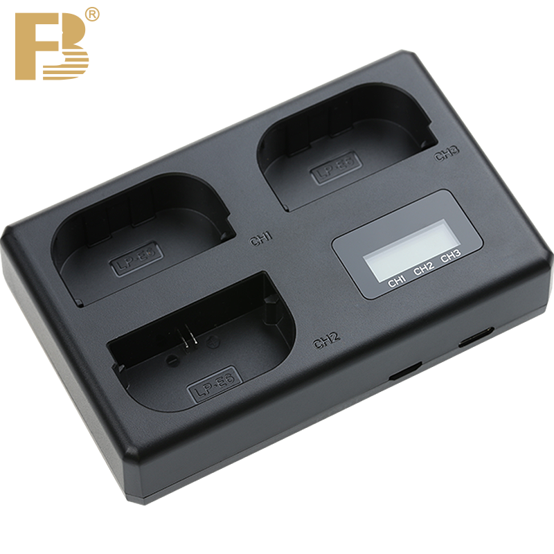 FB LP-E6 バッテリー充電器 3 スロット充電器 Canon EOS 5D Mark II III 50D 6D 60D 7D 70D 80D 90D 6D 7D 8D 5DS 5D3 Micro R5 R6 DSLR 用