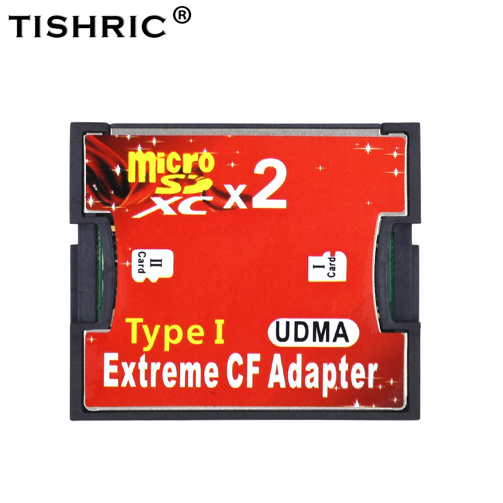 TISHRIC 2 ポートマイクロ SD TF から CF アダプターアダプター MicroSD HC からコンパクトフラッシュタイプ I メモリカードリーダーコンバーター