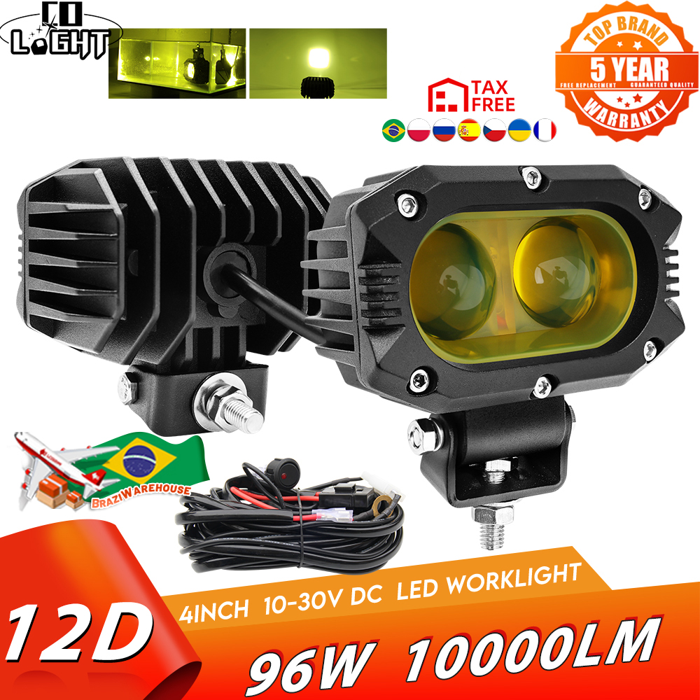 CO LIGHT Led ライトバー 4 "96 ワット Led バー黄色 Led 車作業ライトフラッドスポット 4 × 4 オフロード SUV ATV ボートトラック掘削機 12 V 24 V