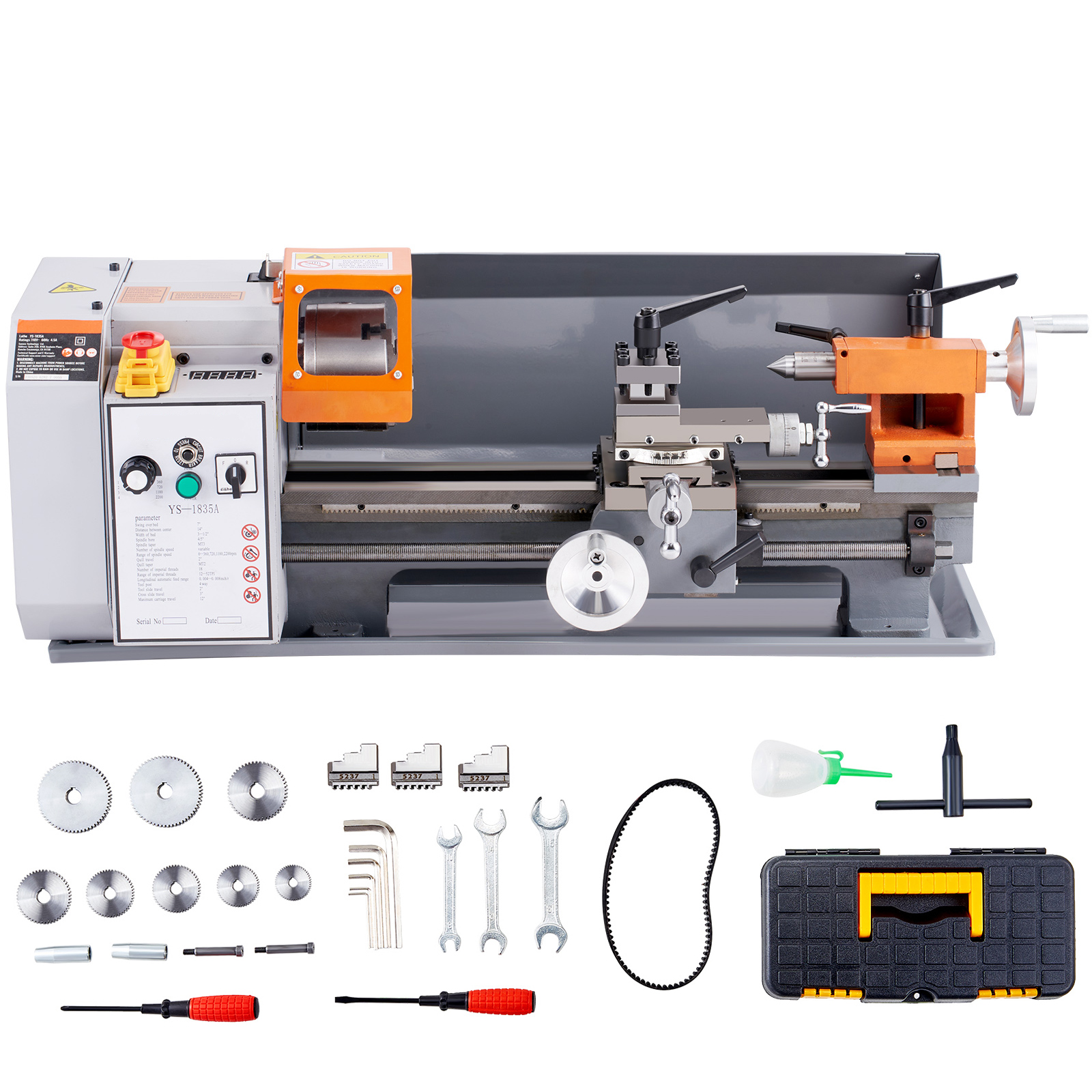 SucceBuy 金属旋盤機 7 インチ x 13.78 インチ 0-2200 RPM 連続可変速度 500W