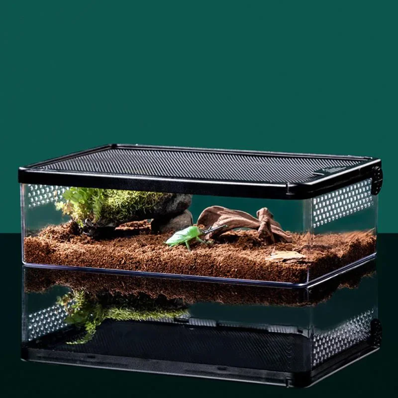 透明爬虫類ペット飼育箱クロールペット給餌箱トカゲカイコサソリカブトムシ昆虫ボックスペットハウスアクリルケージ