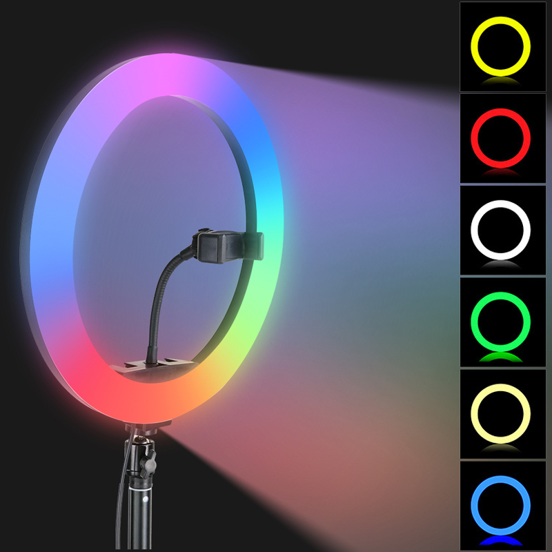 26 センチメートル 10 インチ RGB リングライト 15 色ミニ三脚スタンド電話ホルダー付き Tik Tok メイクアップ YouTube ビデオ写真ランプ
