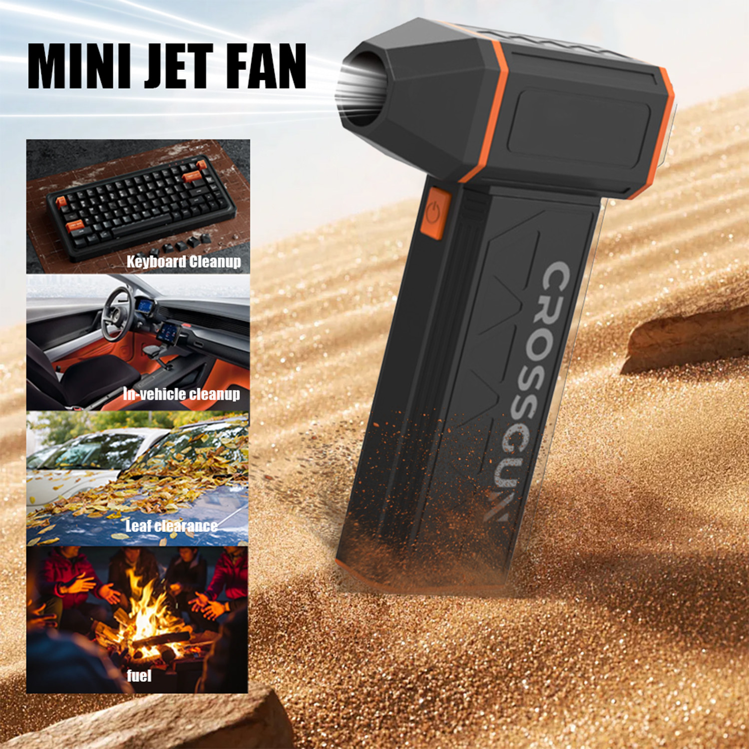 CROSSGUN ターボファン充電式コードレスダスター強力な気流コンパクトデザイン車旅行屋外清掃ロングスタンバイ
